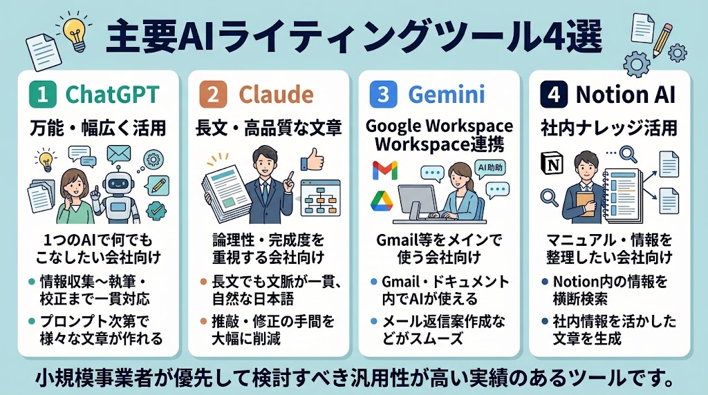 主要なAIライティングツール4選
