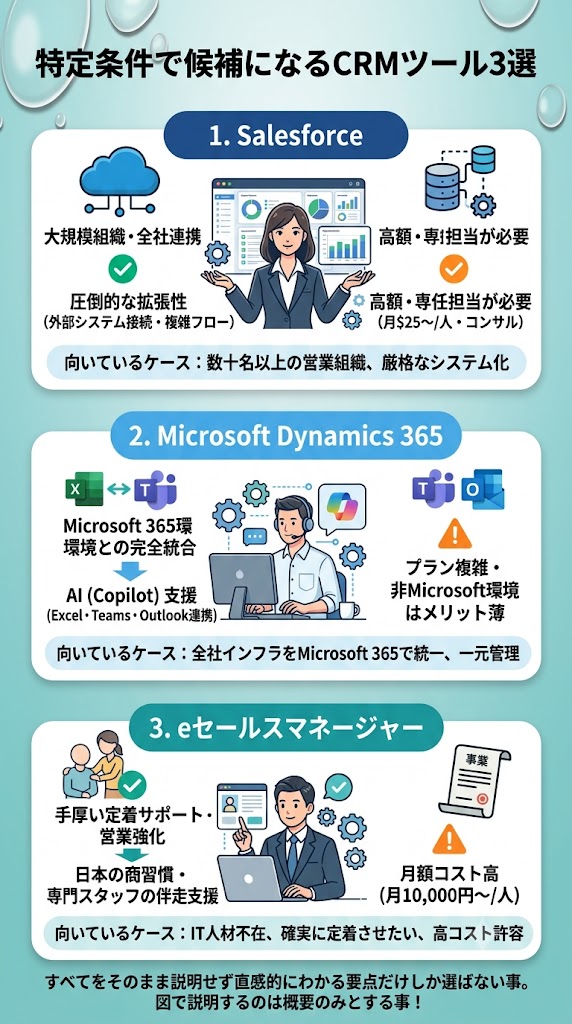 特定条件で候補になるCRMツール3選