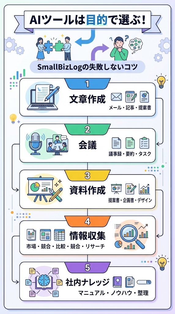 AI業務効率化ツールは目的別に選ぶのが失敗しないコツ