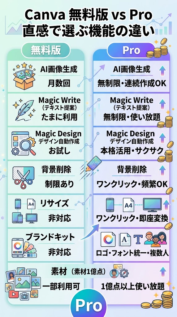 無料版とProの機能の違い