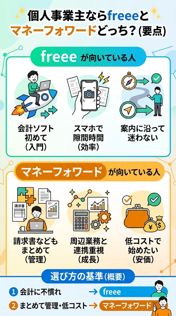 個人事業主ならfreeeとマネーフォワードどっち?